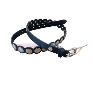 Black Faux Leather Belt with Silver Accents Sz Med Nwt